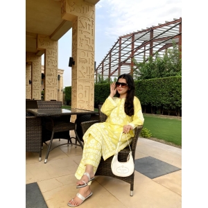 2 Piece Women's Stitched Linen Chikankari Embroidered Yellow 2