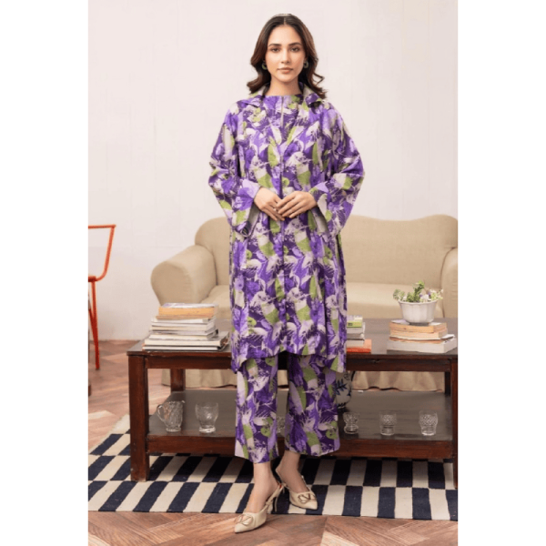 2 Pcs Linen Printed Suit zb-13