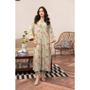 2 Pcs Linen Printed Suit zb-13