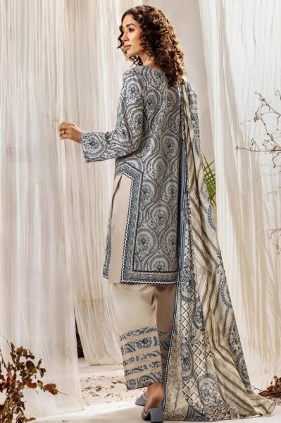 3 Pcs Printed Doria Lawn Unstitched Suit, KOK-1