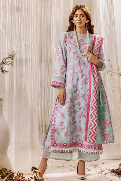 3 Pcs Printed Doria Lawn Unstitched Suit, KOK-2